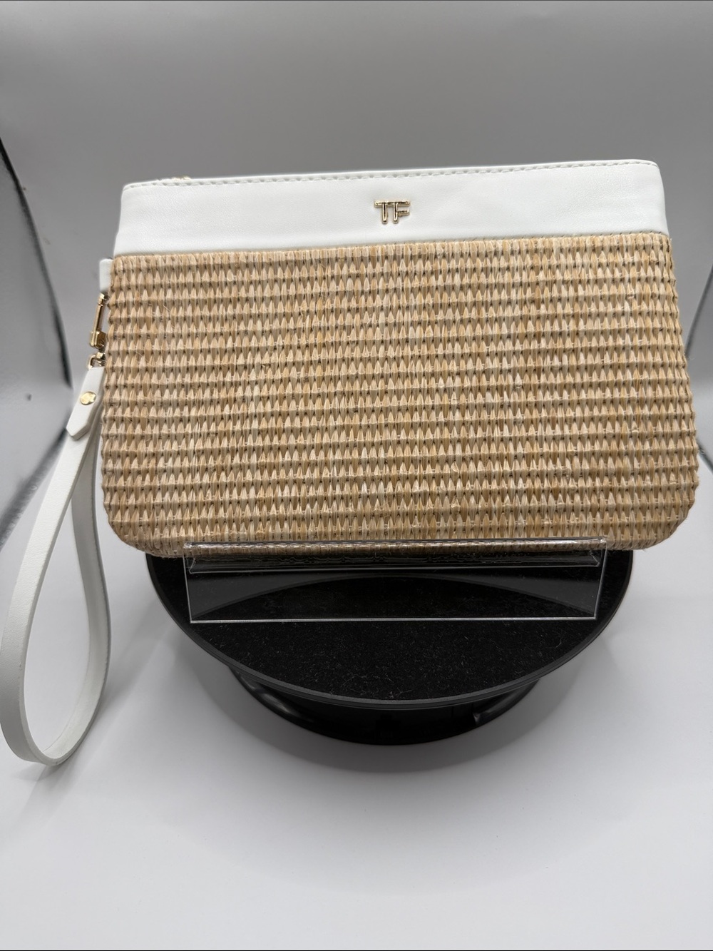 Tom Ford Raffia and Leather Wristlet Clutch
